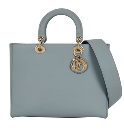 Large Lady Dior, Leather, Blue, 01BO0198, S/DB, 3*